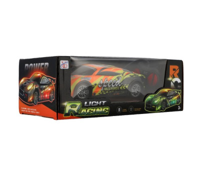 Auto RC závodní 27MHz plast 20cm na baterie se světlem 3 barvy v krabici 27x10x13cm