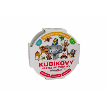 Kubíkovy hrátky se zvířátky 3v1 v plechové krabičce 10x4 cm 4ks v boxu