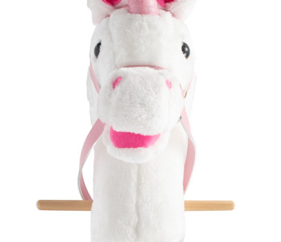 Hobby horse unicorn se zvukem a kolečky Nia Baby Mix white