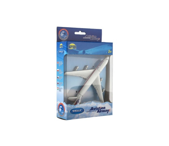 Letadlo Welly Boeing 747 plast/kov 15cm v krabičce 13x21x4,5cm