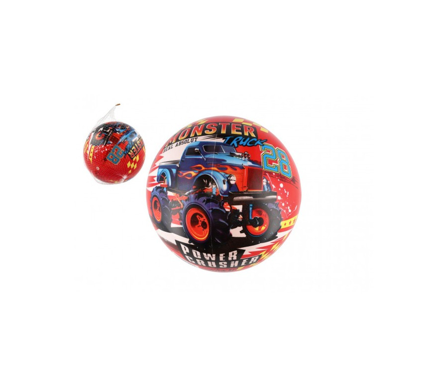 Míč Super cars monster truck nafouknutý 23cm v síťce