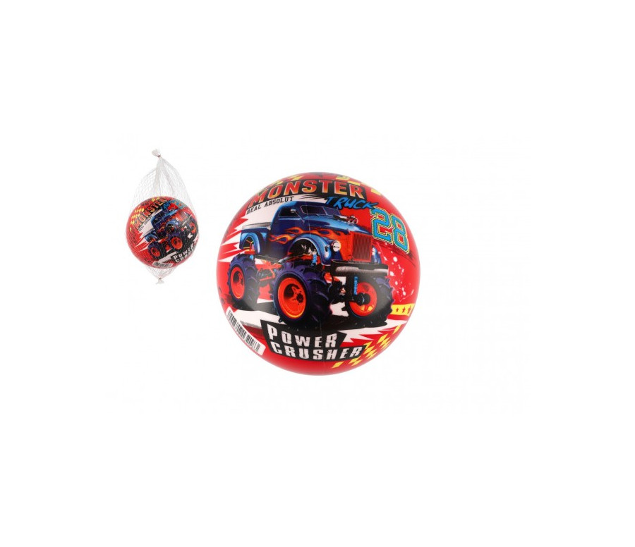 Míč Super cars monster truck nafouknutý 14cm v síťce