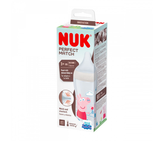 Kojenecká láhev NUK Perfect Match Peppa Pig Temperature Control 260 ml