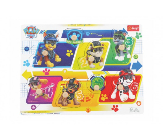 Vkládačka/Puzzle deskové obrysové dřevěné Tlapková patrola/Paw Patrol ve fólii 30x22cm 18m+