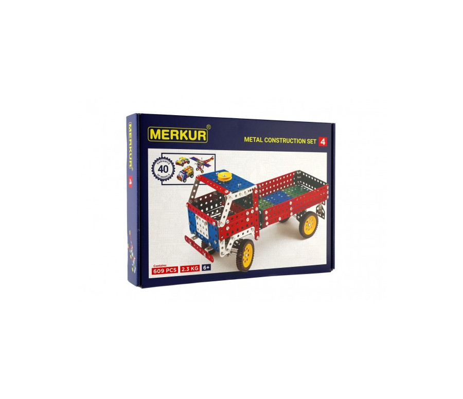 Stavebnice MERKUR 4 40 modelů 602ks 2 vrstvy v krabici 36x26,5x5,5cm