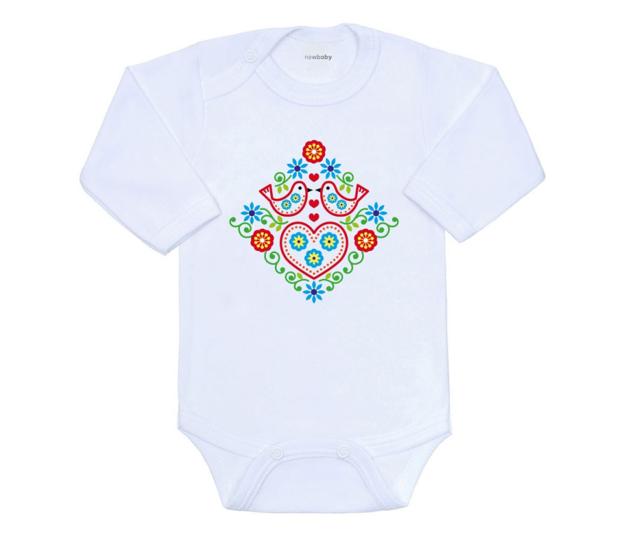 Dětské body s potiskem New Baby Lidový vzor ptáčci