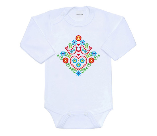 Dětské body s potiskem New Baby Lidový vzor ptáčci