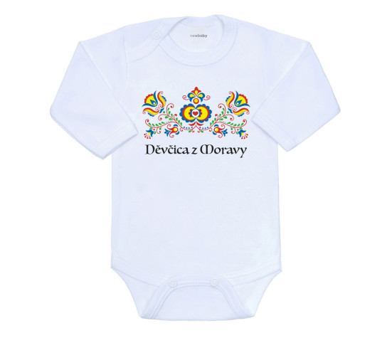 Dětské body s potiskem New Baby Lidový vzor Děvčica z Moravy