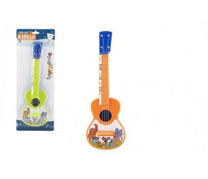Ukulele/kytara plast 40cm s trsátkem Zvířátka a jejich kapela 2 barvy na kartě