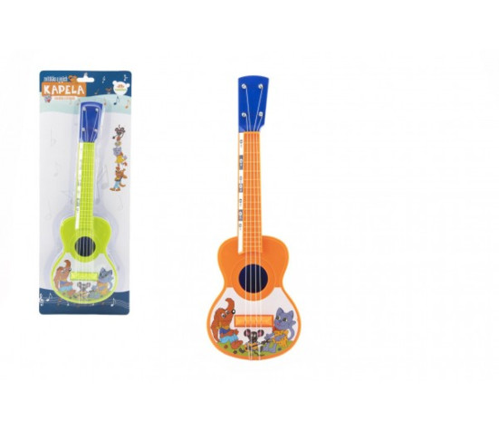 Ukulele/kytara plast 40cm s trsátkem Zvířátka a jejich kapela 2 barvy na kartě