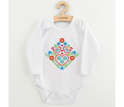 Dětské body s potiskem New Baby Lidový vzor ptáčci