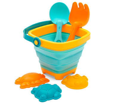 Skládací kyblík a hračky do vody Baby Mix 5ks