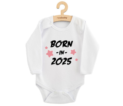 Dětské body s potiskem New Baby BORN IN 2025 pink