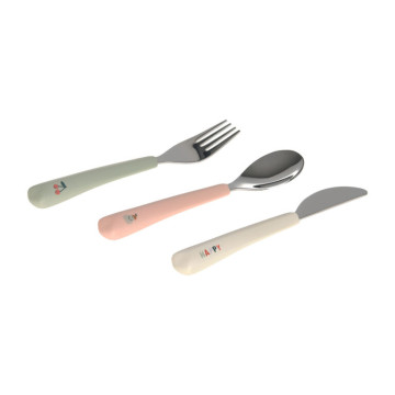 Cutlery with Silicone Handle 3pcs Happy Fruits cherry