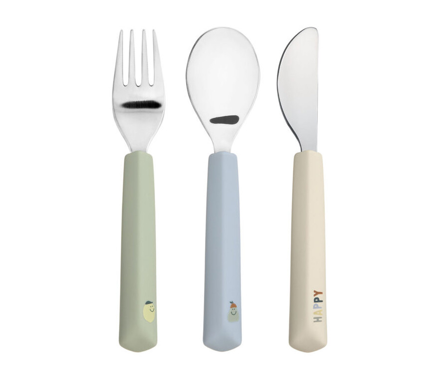 Cutlery with Silicone Handle 3pcs Happy Fruits lemon