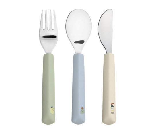 Cutlery with Silicone Handle 3pcs Happy Fruits lemon