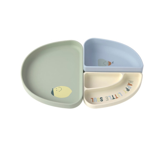 Dish Set Silicone Section Happy Fruits lemon