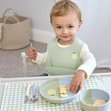 Dish Set Silicone Section Happy Fruits lemon