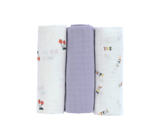 Swaddle Burp blanket 85x85 Happy Fruits cherry