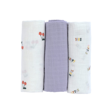 Swaddle Burp blanket 85x85 Happy Fruits cherry