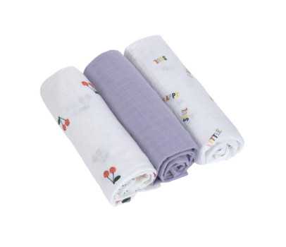 Swaddle Burp blanket 85x85 Happy Fruits cherry