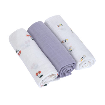 Swaddle Burp blanket 85x85 Happy Fruits cherry