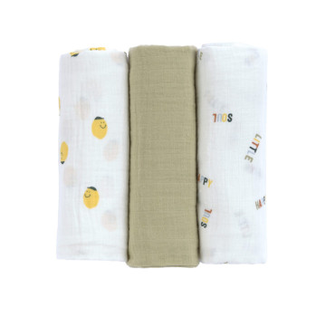 Swaddle Burp blanket 85x85 Happy Fruits lemon