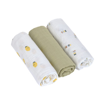 Swaddle Burp blanket 85x85 Happy Fruits lemon