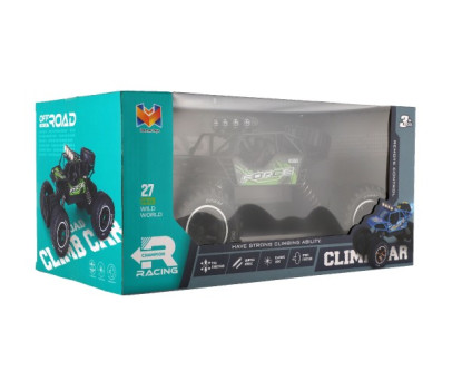 Auto RC Off-Road vypouštějící páru plast 26cm 27MHz dobíjecí pack+baterie se světlem zelené v krab.