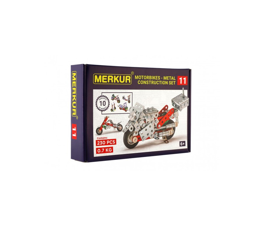 Stavebnice MERKUR 011 Motocykl 10 modelů 230ks v krabici 26x18x5cm