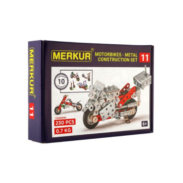 Stavebnice MERKUR 011 Motocykl 10 modelů 230ks v krabici 26x18x5cm