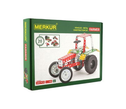 Stavebnice MERKUR Farmer Set 20 modelů 341ks v krabici 36x27x5,5cm