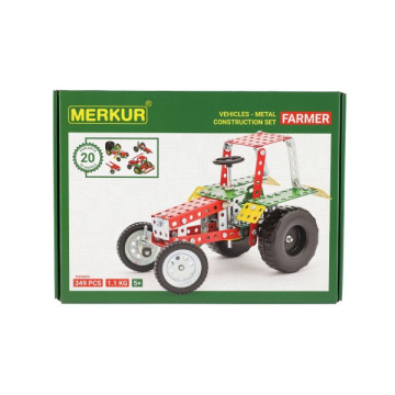 Stavebnice MERKUR Farmer Set 20 modelů 341ks v krabici 36x27x5,5cm