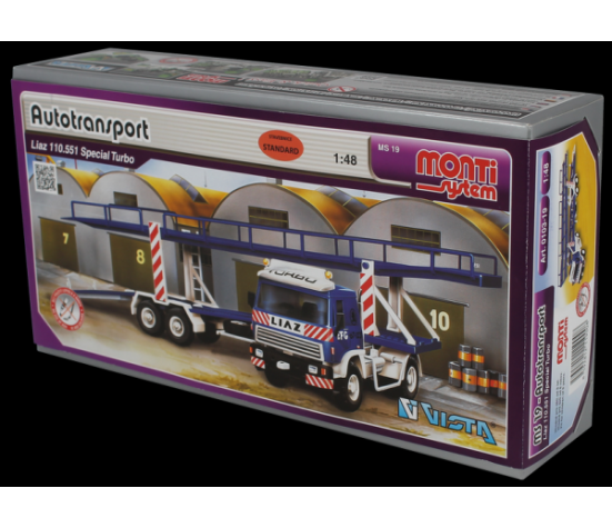 Stavebnice Monti System MS 19 Autotransport Liaz 1:48 v krabici 31,5x16,5x7,5cm