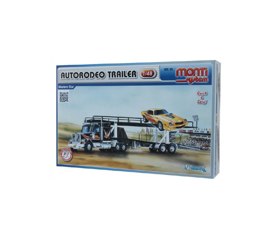 Stavebnice Monti System MS 39 Autorodeo Trailer Western star 1:48 v krabici 32x20x7,5cm