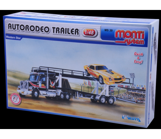 Stavebnice Monti System MS 39 Autorodeo Trailer Western star 1:48 v krabici 32x20x7,5cm