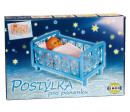 Postýlka pro panenky bez soupravy plast 32x47x26cm mix barev v krabici 48x33x8cm