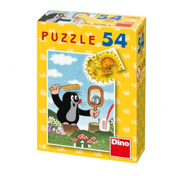 Minipuzzle Krtek 19,8x13,2cm 8 druhů 54 dílků v krabičce 9x7x3cm 40ks v boxu