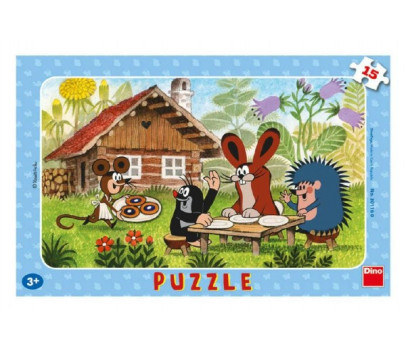 Puzzle deskové Krtek na návštěvě 29,5x19cm 15 dílků