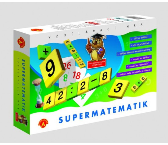 Supermatematik společenská hra naučná v krabici 29x19cm