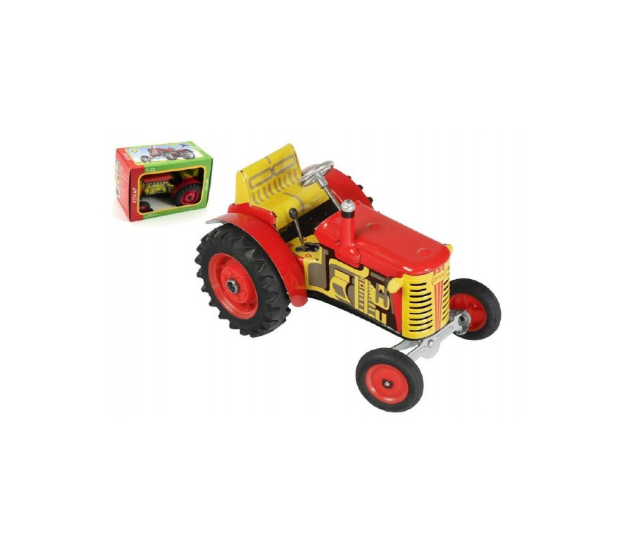 Traktor Zetor červený na klíček kov 14cm 1:25 v krabičce Kovap