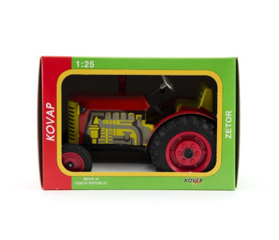 Traktor Zetor červený na klíček kov 14cm 1:25 v krabičce Kovap