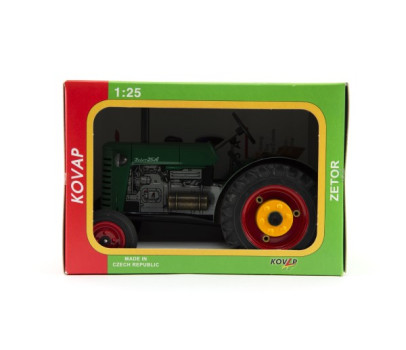 Traktor Zetor 25A zelený na klíček kov 15cm 1:25 v krabičce Kovap