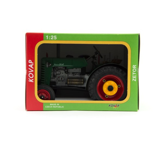 Traktor Zetor 25A zelený na klíček kov 15cm 1:25 v krabičce Kovap