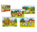 Puzzle dřevěné Moje první zvířátka 4x12 dílků 20x14x3,5cm v dřevěné krabičce 24m+ MPZ