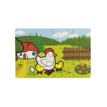 Puzzle dřevěné Moje první zvířátka 4x12 dílků 20x14x3,5cm v dřevěné krabičce 24m+ MPZ