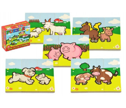 Puzzle Moje první zvířátka dřevěné 18 dílků pro nejmenší v krabičce 13x11,5x4,5cm 12m+ MPZ