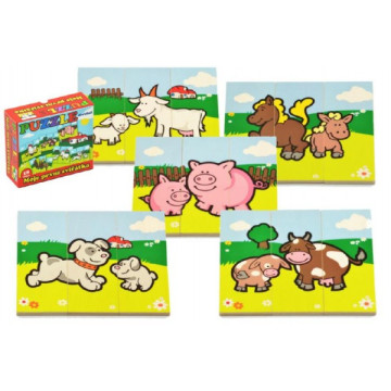 Puzzle Moje první zvířátka dřevěné 18 dílků pro nejmenší v krabičce 13x11,5x4,5cm 12m+ MPZ