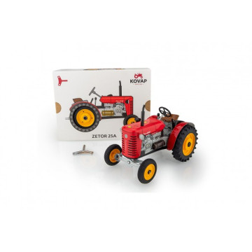 Traktor Zetor 25A červený na klíček kov 15cm 1:25 v krabičce Kovap