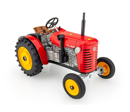 Traktor Zetor 25A červený na klíček kov 15cm 1:25 v krabičce Kovap